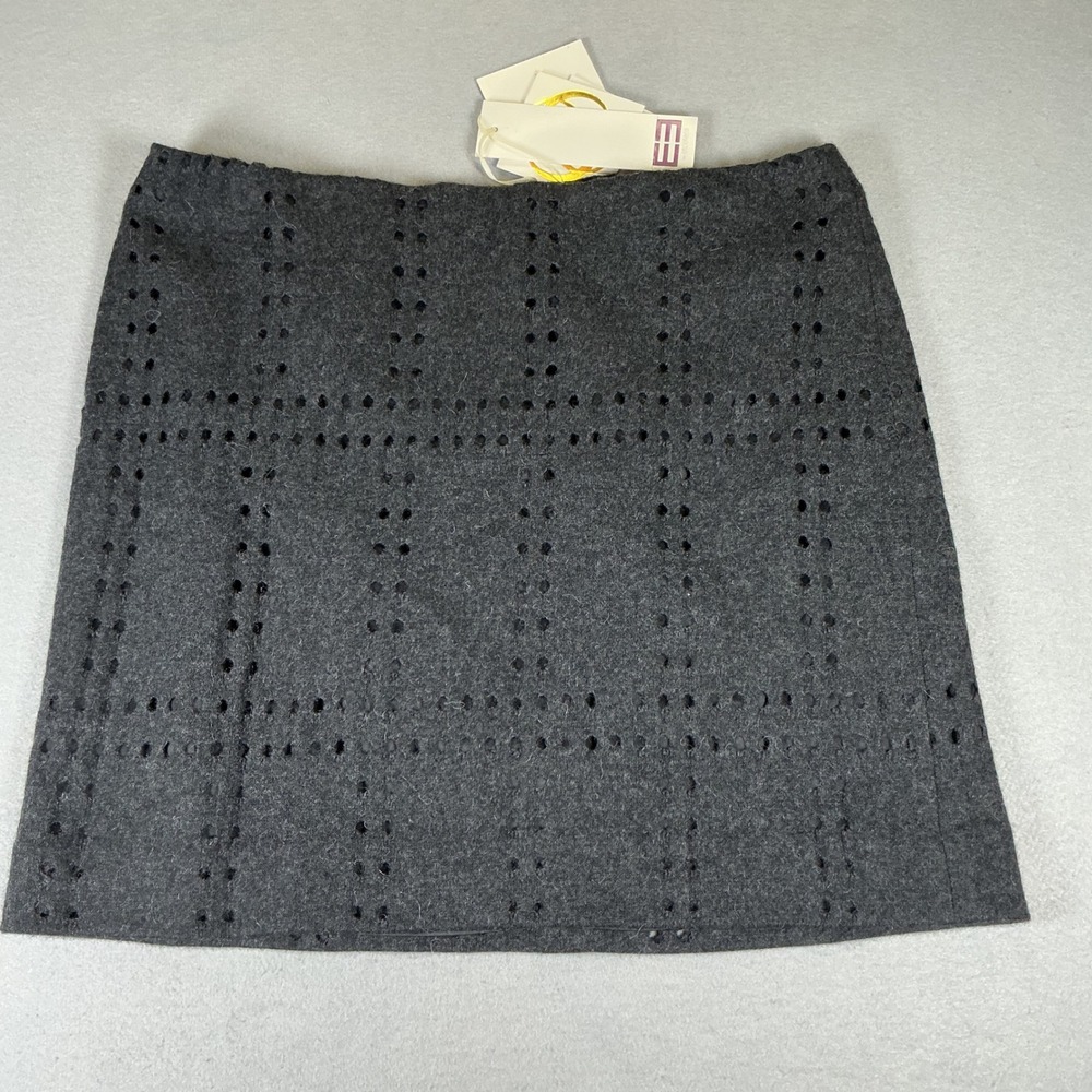 Etcetera Women's Gray Wool Blend Plaid Mini Skirt Sz 14 Lined Career Office NWT